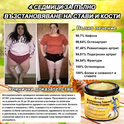 🌟TLOPA® Ботулинов токсин и Пчелна отрова Обезболяващ и Костнолечебен Крем🐝 🔥(Специално за възрастни хора & по препоръка на ортопедични специалисти) 🌿