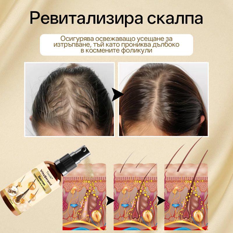 Спрей за растеж на коса  VitaStrand с биотин✅ Гъста, блестяща коса само за няколко седмици🎁
